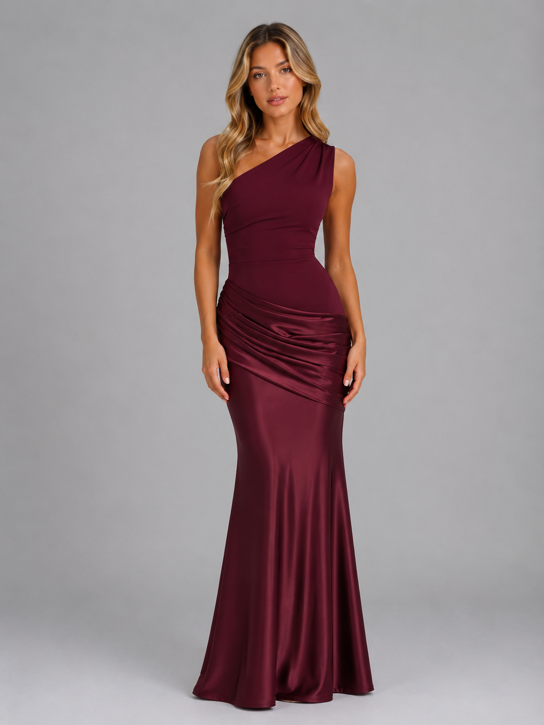 Feathorne Women's Sophie One Shoulder Maxi Dress - side profile view