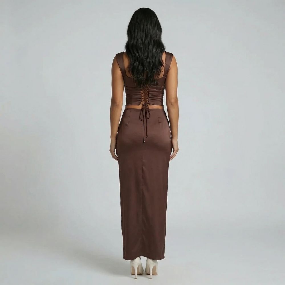 Ophelia Ruched Maxi Dress - back view