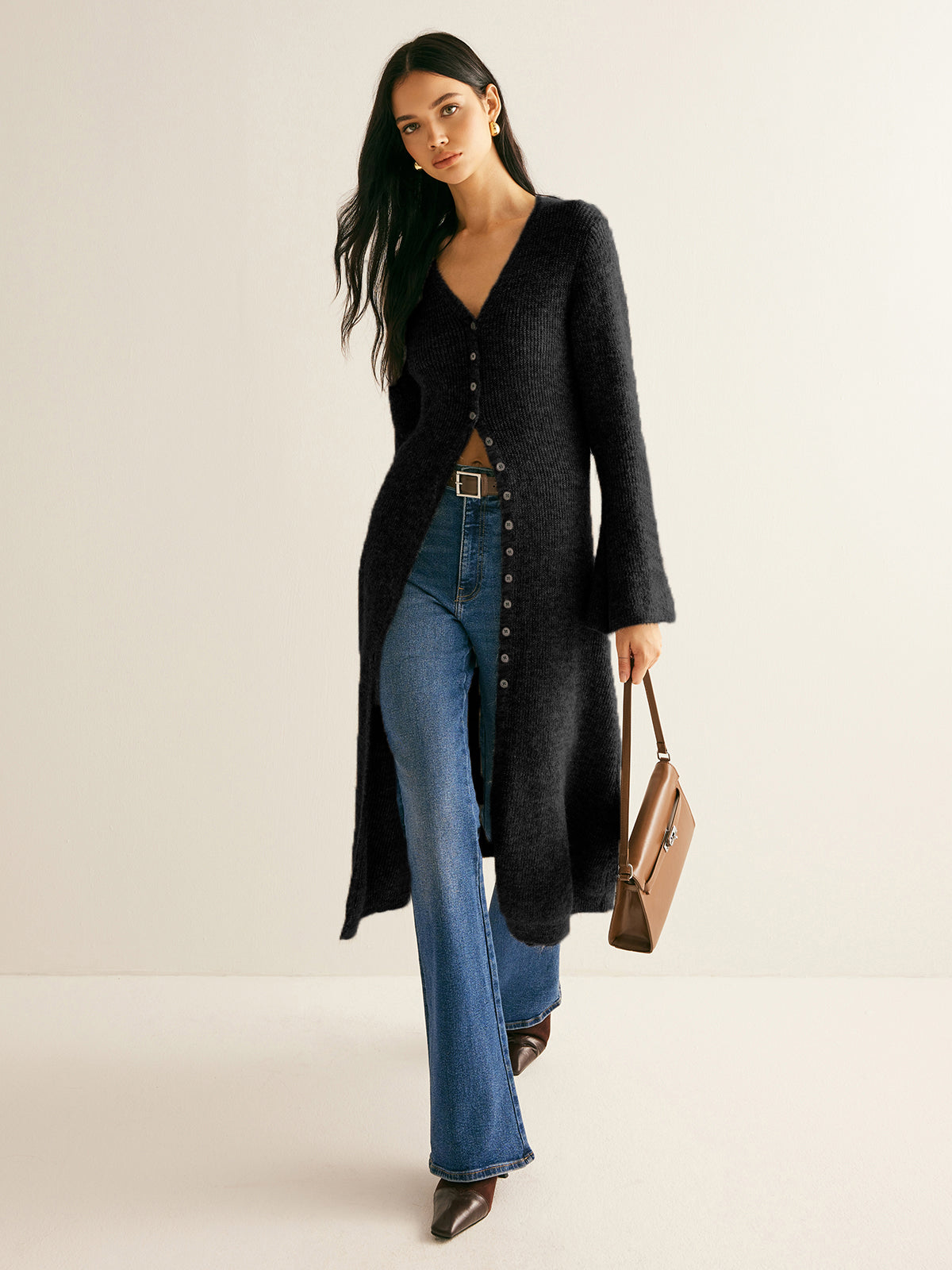 Wren Wool Blend Cardigan - black