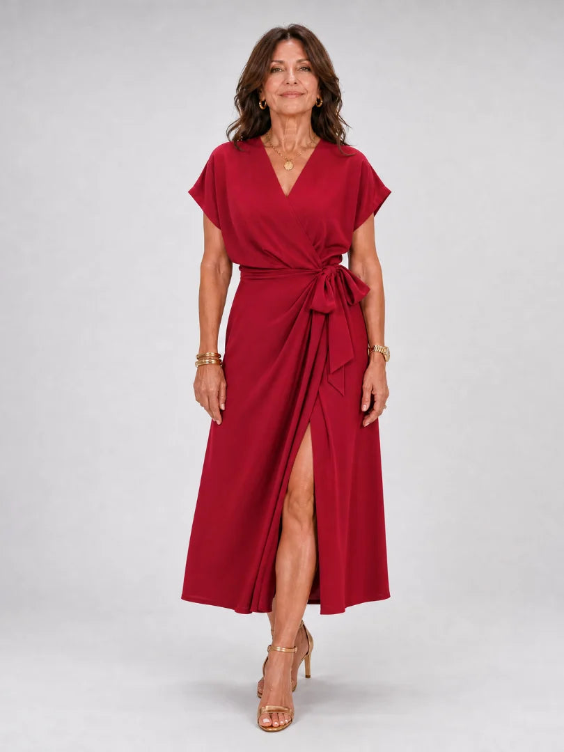 Genevieve | Tied with Effortless Ease – Wrap Tie Midi Dress