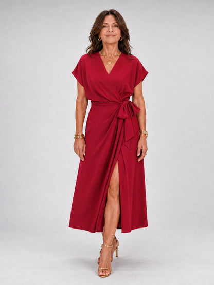 Genevieve | Tied with Effortless Ease – Wrap Tie Midi Dress
