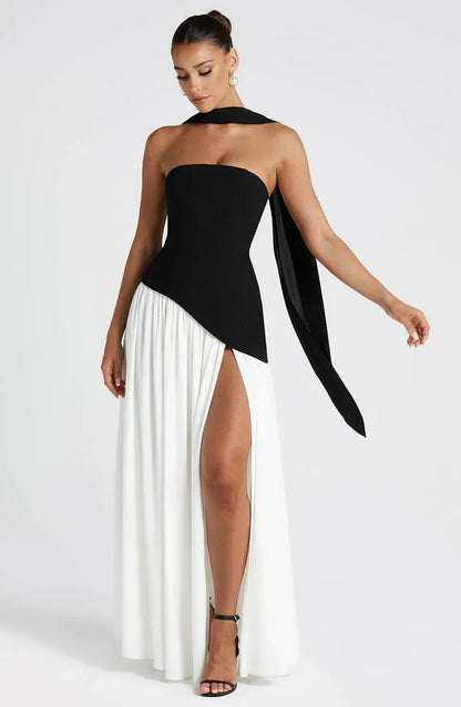 Feathorne Women's Ivy Strapless Maxi Dress - asymmetric hem detail
