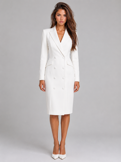 Feathorne Women's Josephine White Blazer Midi Dress - front view