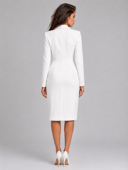 Feathorne Women's Josephine White Blazer Midi Dress - back view
