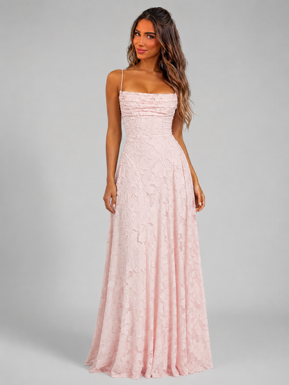 Feathorne Women's Marigold Pink Floral Maxi Dress - front view