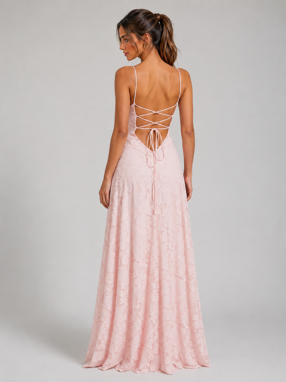 Feathorne Women's Marigold Pink Floral Maxi Dress - bodice detail close-up
