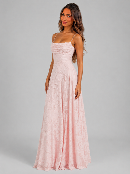 Feathorne Women's Marigold Pink Floral Maxi Dress - back view