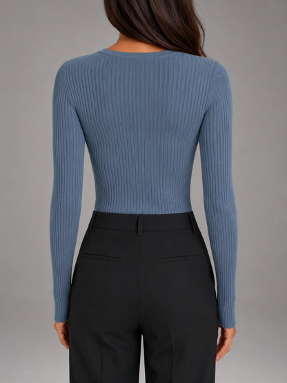 Feathorne Women's Hazel Ribbed Knit Top - back view