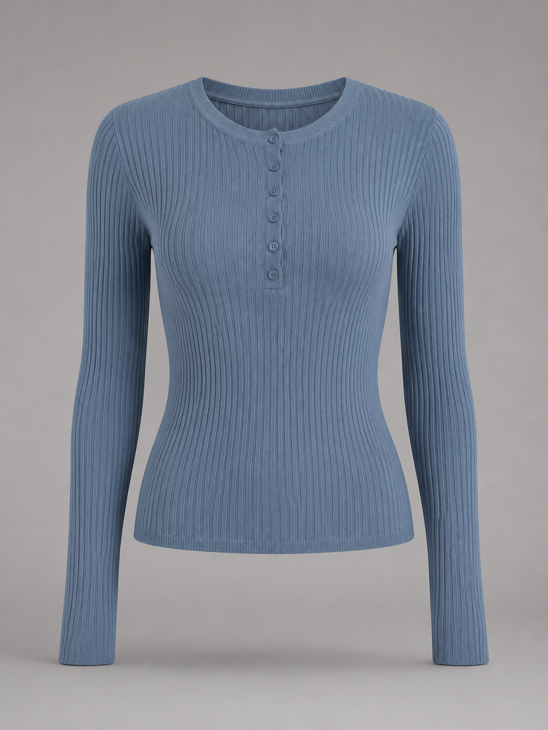 Feathorne Women's Hazel Ribbed Knit Top - placket button detail