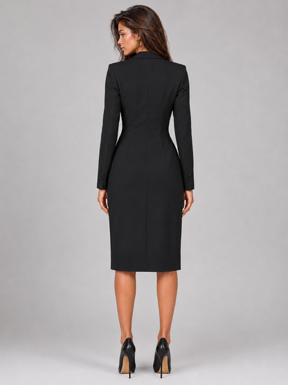 Feathorne Women's Josephine Black Blazer Midi Dress - back view