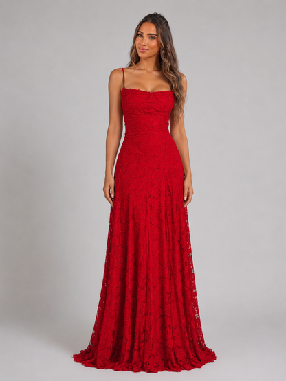 Feathorne Women's Marigold Red Floral Maxi Dress - front view