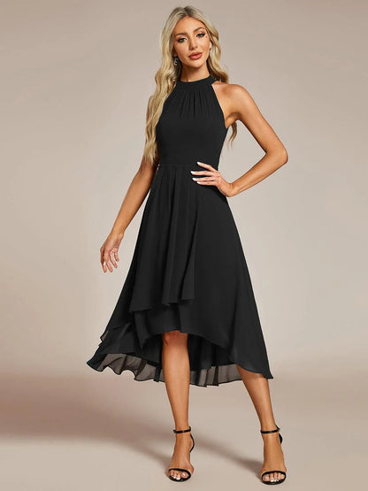 Seraphina | Pleated for Graceful Occasions – Halter Neck Midi Dress