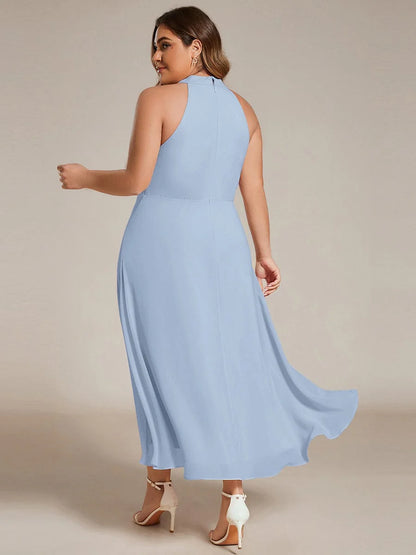 Seraphina | Pleated for Graceful Occasions – Halter Neck Midi Dress