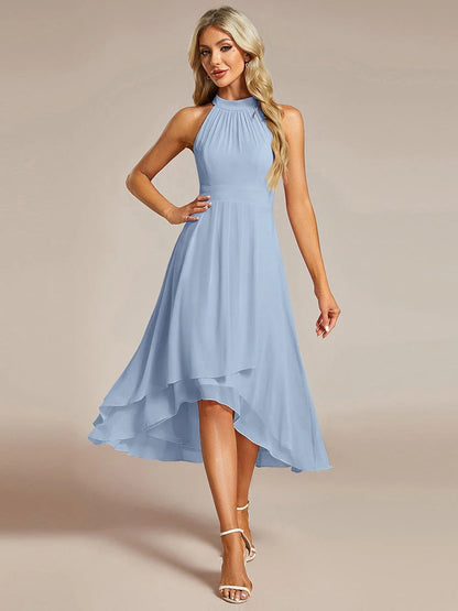 Seraphina | Pleated for Graceful Occasions – Halter Neck Midi Dress