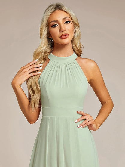 Seraphina | Pleated for Graceful Occasions – Halter Neck Midi Dress