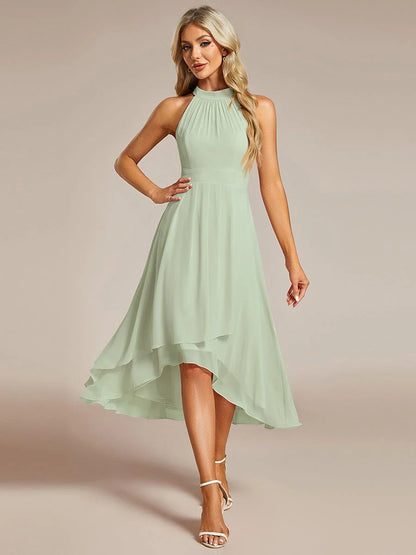 Seraphina | Pleated for Graceful Occasions – Halter Neck Midi Dress