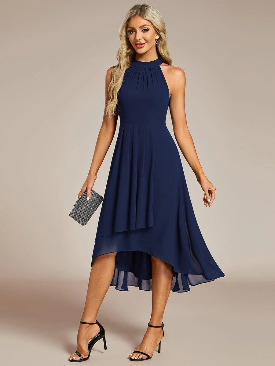 Seraphina | Pleated for Graceful Occasions – Halter Neck Midi Dress