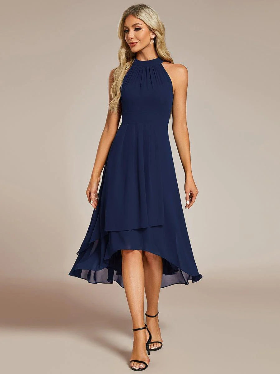 Seraphina | Pleated for Graceful Occasions – Halter Neck Midi Dress