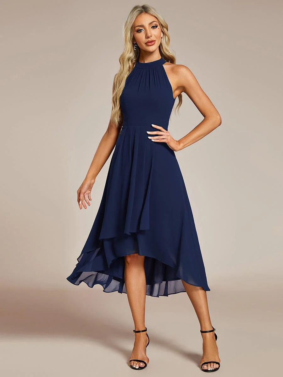Seraphina | Pleated for Graceful Occasions – Halter Neck Midi Dress