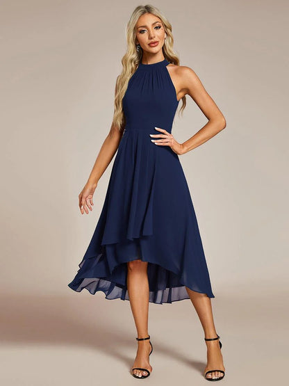 Seraphina | Pleated for Graceful Occasions – Halter Neck Midi Dress