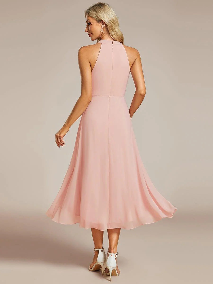 Seraphina | Pleated for Graceful Occasions – Halter Neck Midi Dress