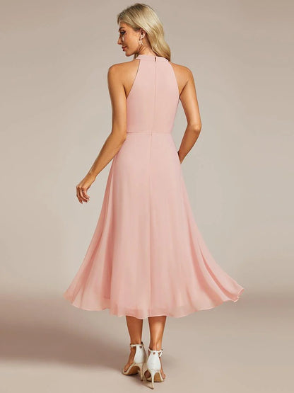 Seraphina | Pleated for Graceful Occasions – Halter Neck Midi Dress