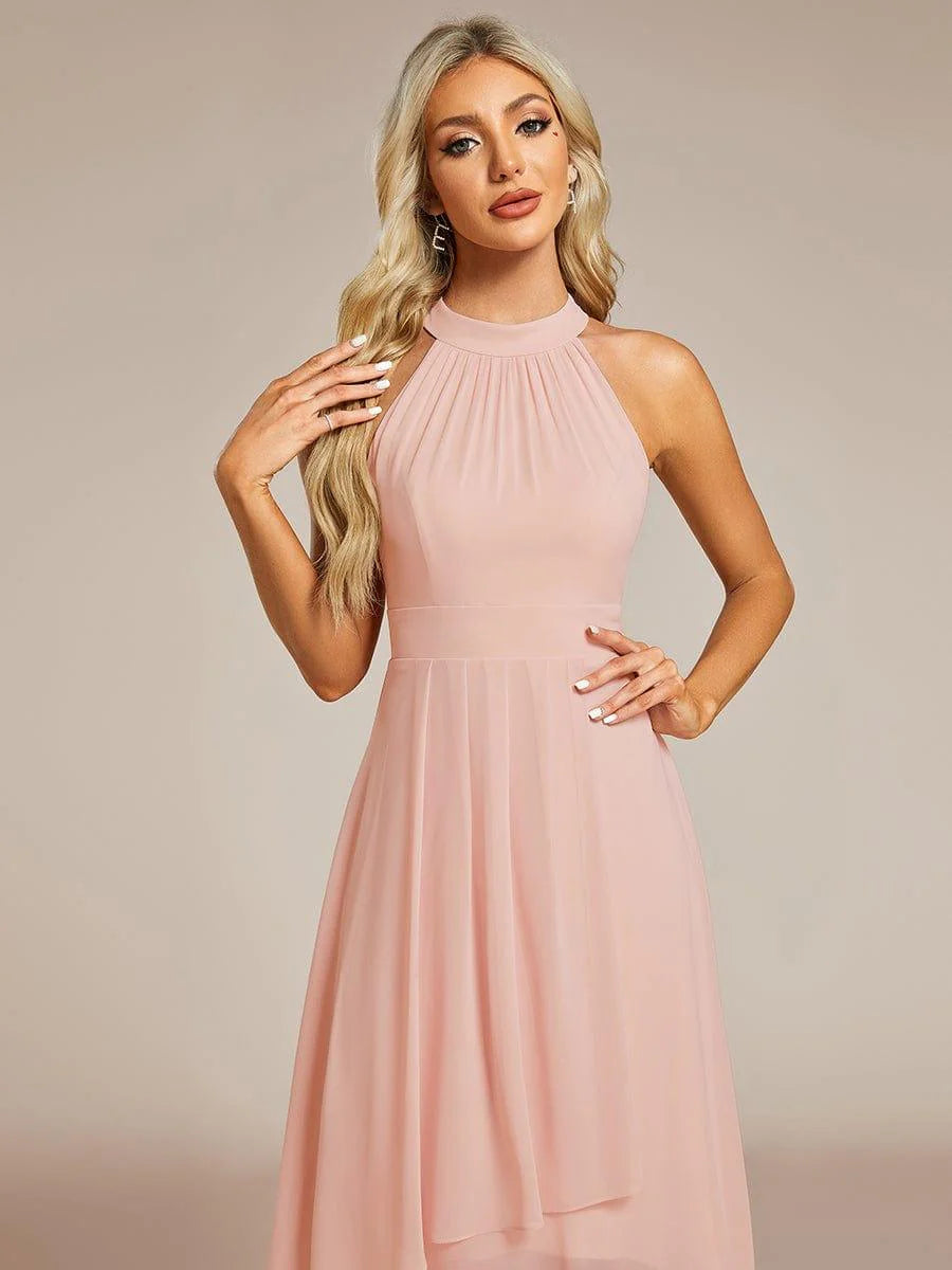Seraphina | Pleated for Graceful Occasions – Halter Neck Midi Dress