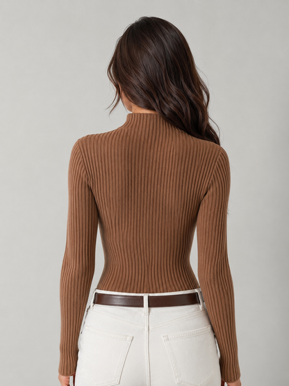 Astrid Mock Neck Knit Top - detail view