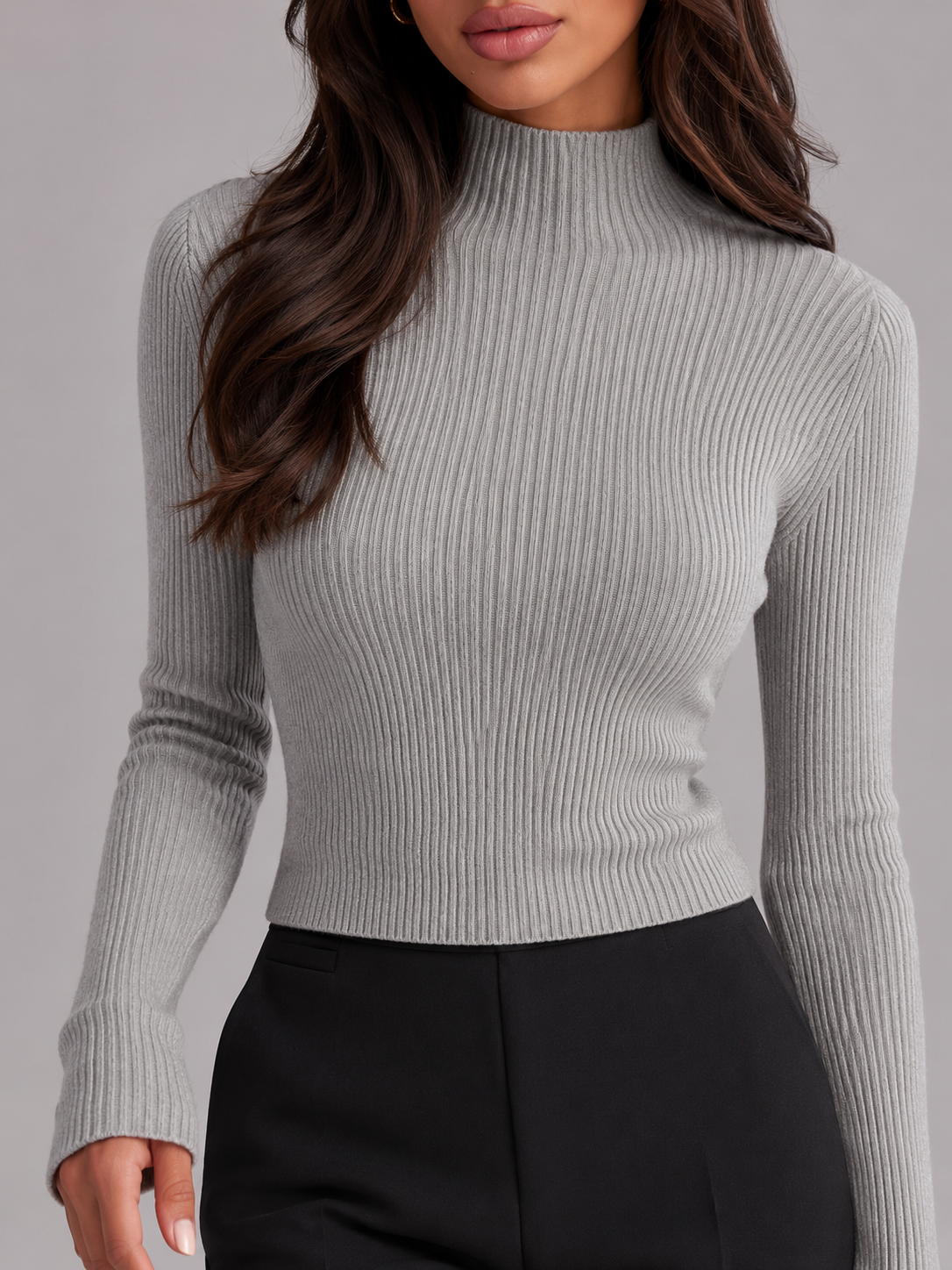 Astrid Mock Neck Knit Top - full length view