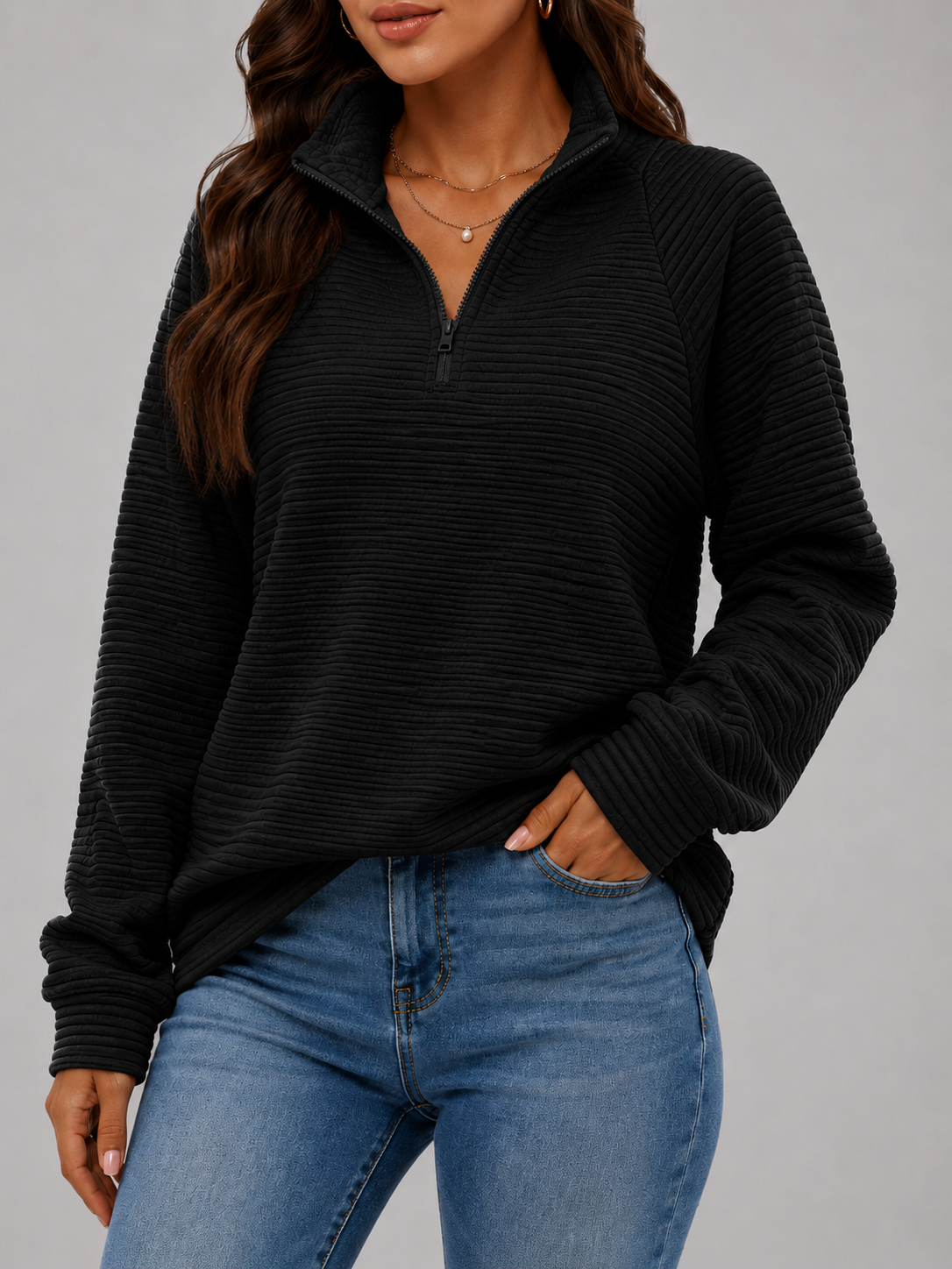 Blythe Half-Zip Knit Pullover - layered view