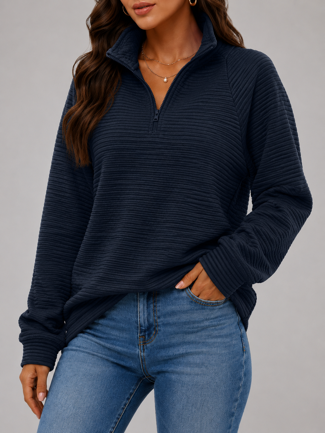 Blythe Half-Zip Knit Pullover - full length view