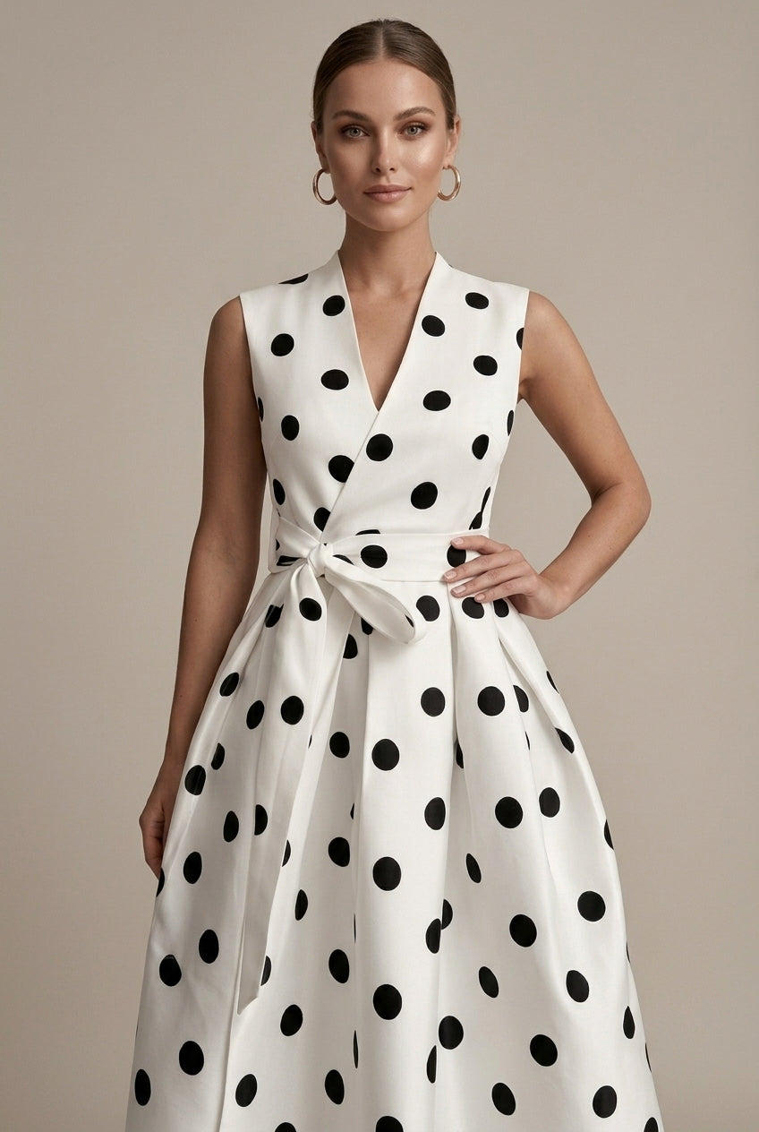 Camille Polka Dot Midi Dress - detail view