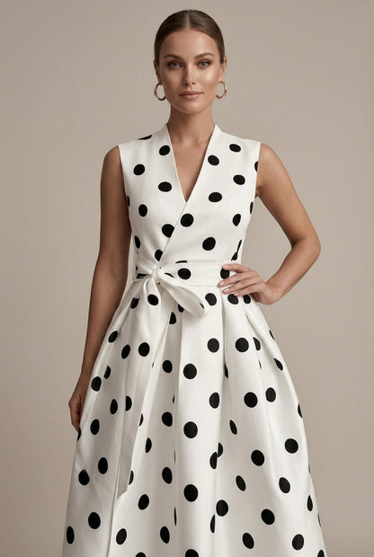 Camille Polka Dot Midi Dress - detail view