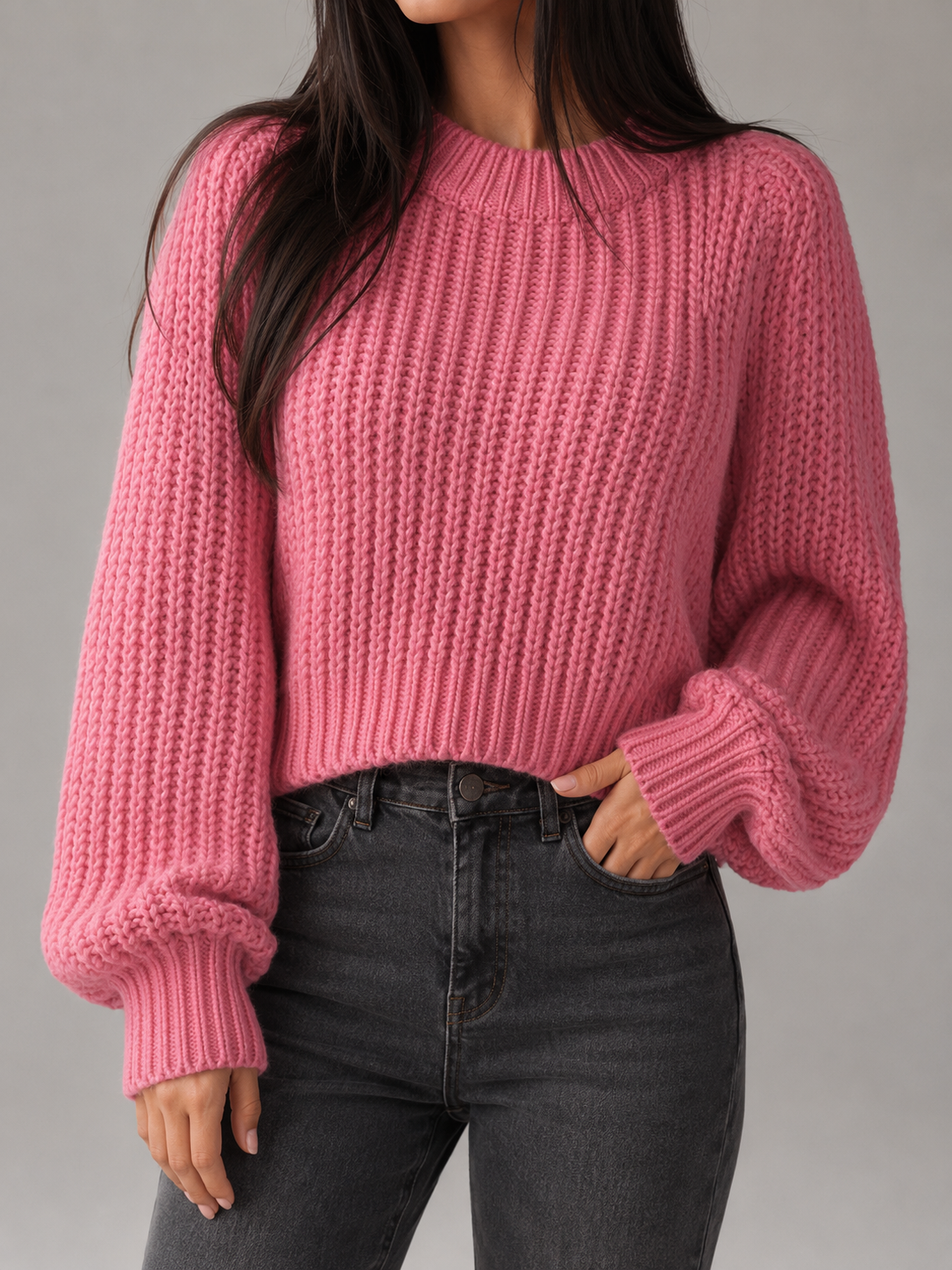 Greta Chunky Knit Sweater - texture detail