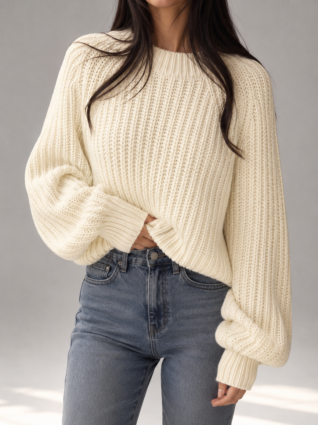 Greta Chunky Knit Sweater - layered view