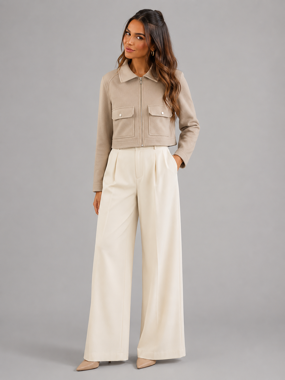 Ines Faux Leather Utility Jacket - front view