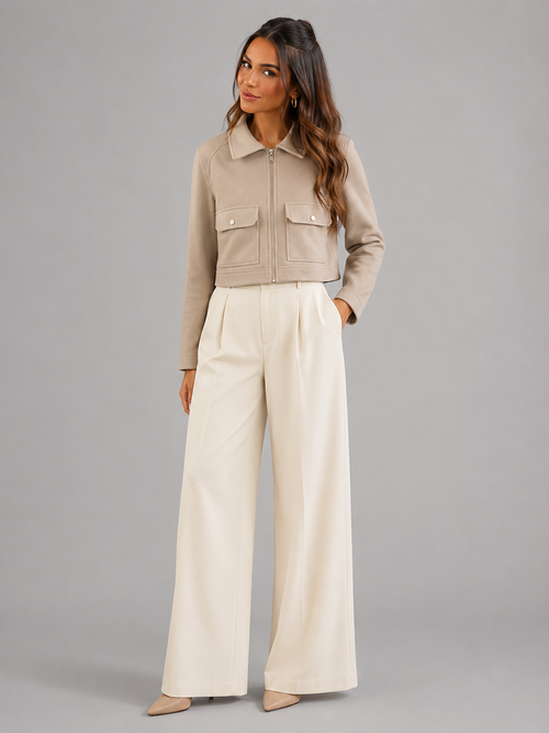 Ines Faux Leather Utility Jacket - front view