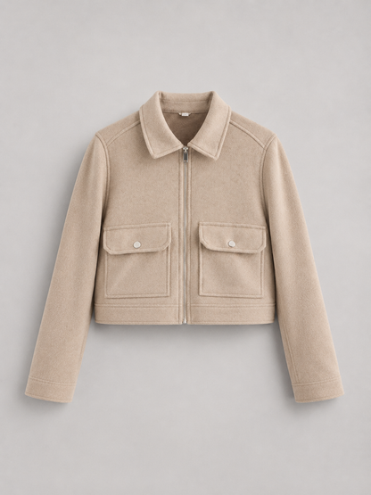 Ines Faux Leather Utility Jacket - pocket and collar detail