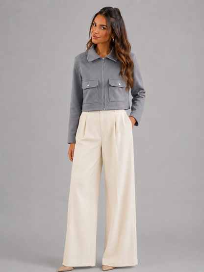 Ines Faux Leather Utility Jacket - full length styling