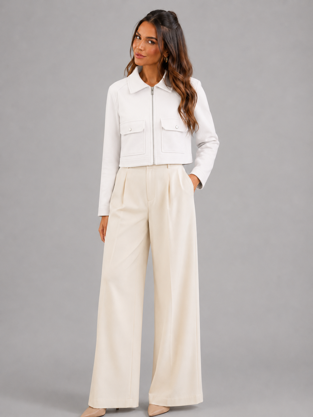 Ines Faux Leather Utility Jacket - fabric texture detail