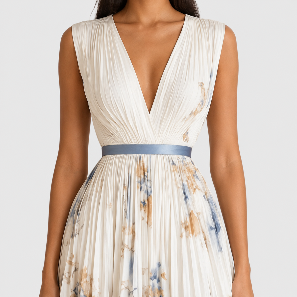 Juliette V-Neck Midi Dress - white detail view