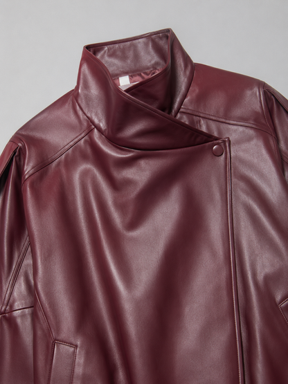 Margaux Faux Leather Bomber Jacket - side view