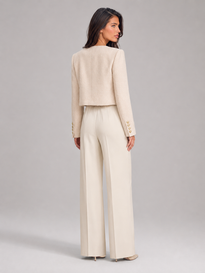 Marielle Tweed Cropped Jacket - white detail view