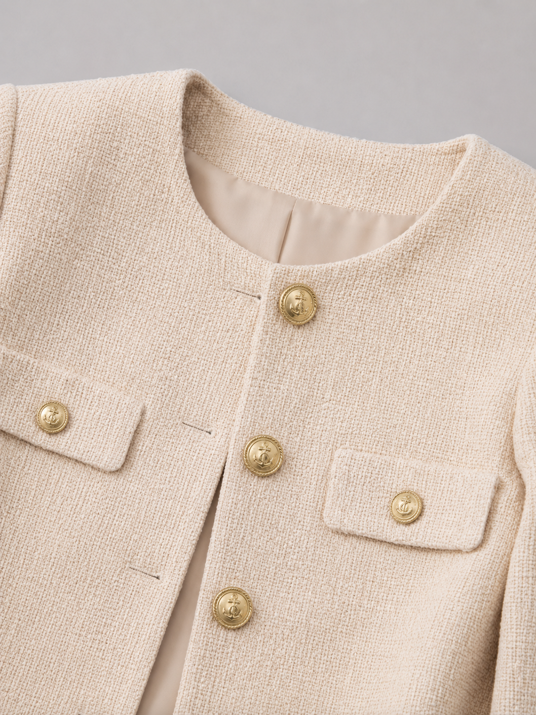Marielle Tweed Cropped Jacket - black detail view