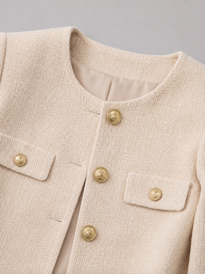 Marielle Tweed Cropped Jacket - black detail view