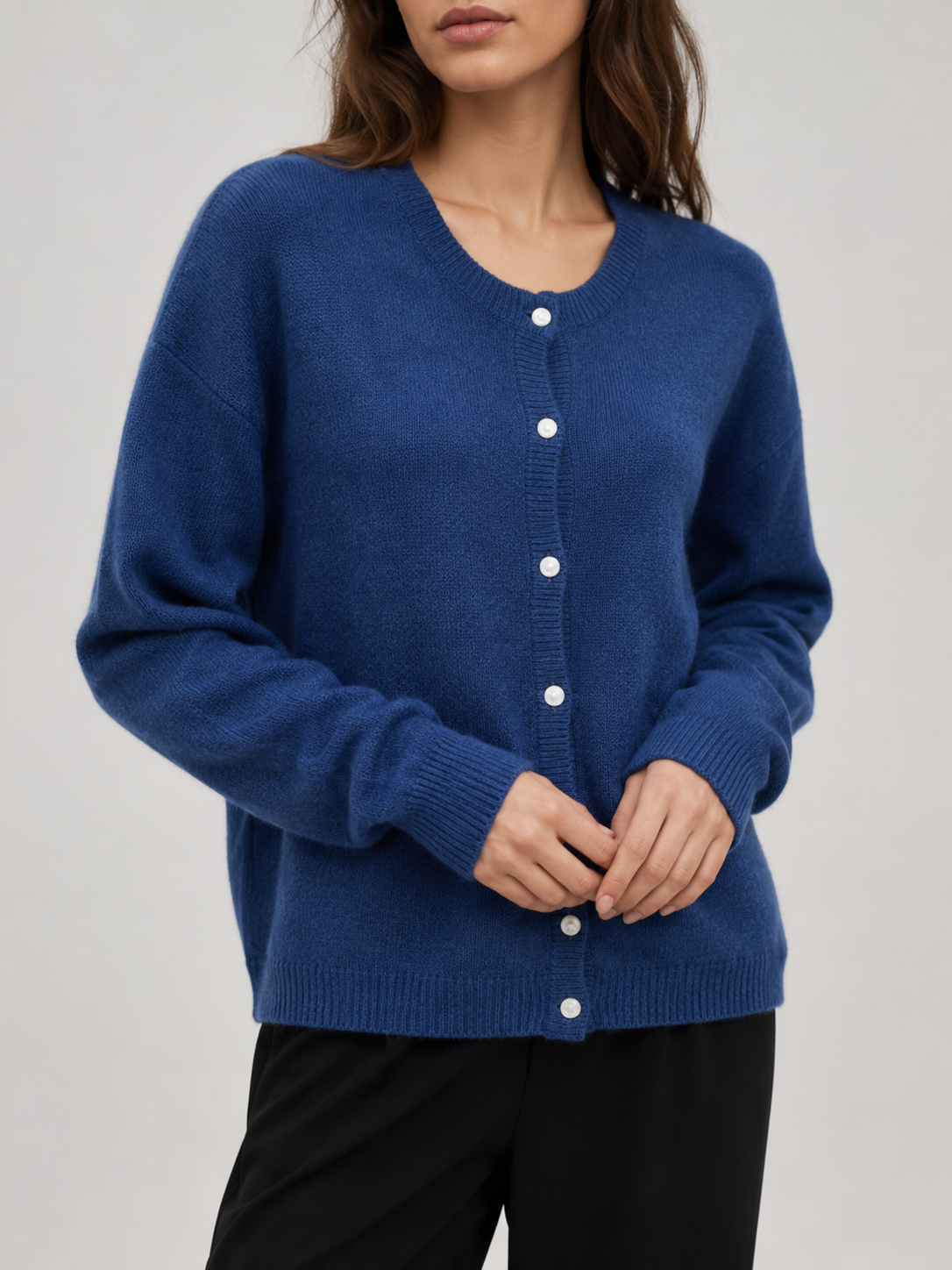 Marnie Fuzzy Knit Cardigan - button detail