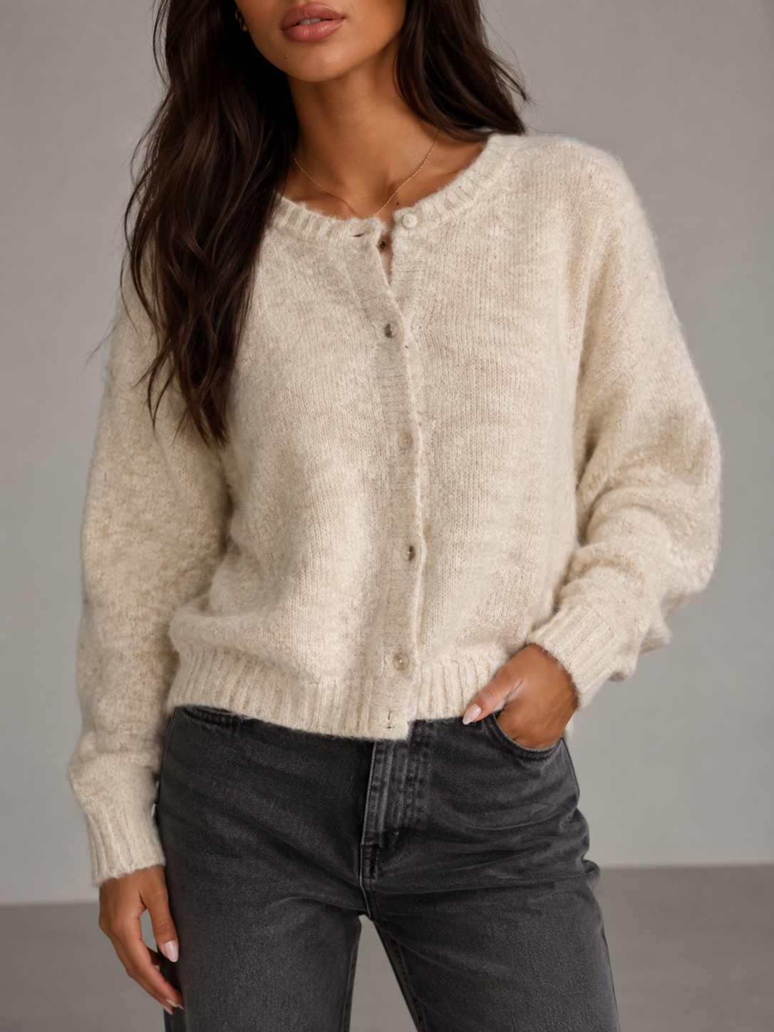 Marnie Fuzzy Knit Cardigan - cuff detail