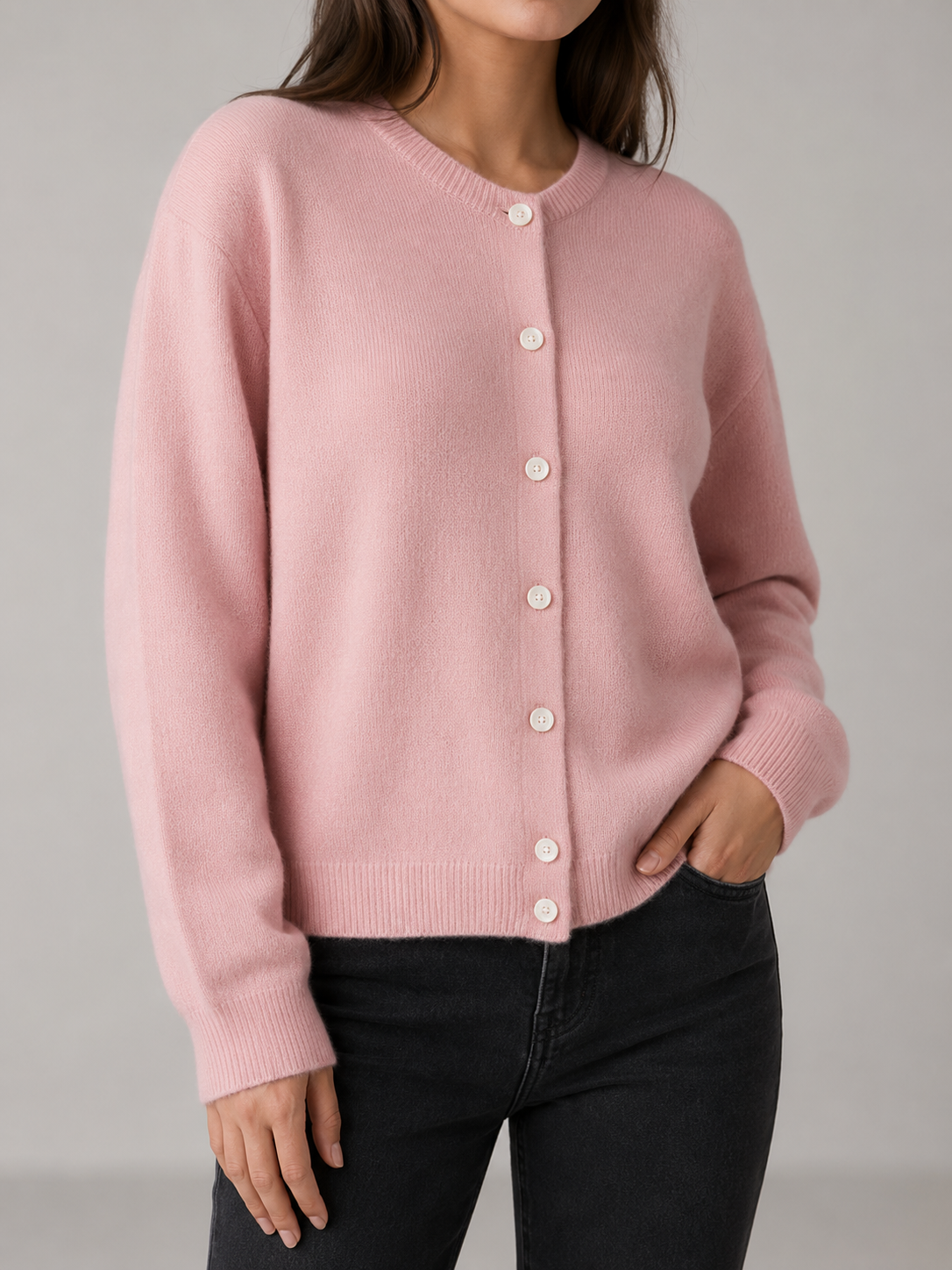 Marnie Fuzzy Knit Cardigan - full length view