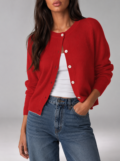 Marnie Fuzzy Knit Cardigan - layered view