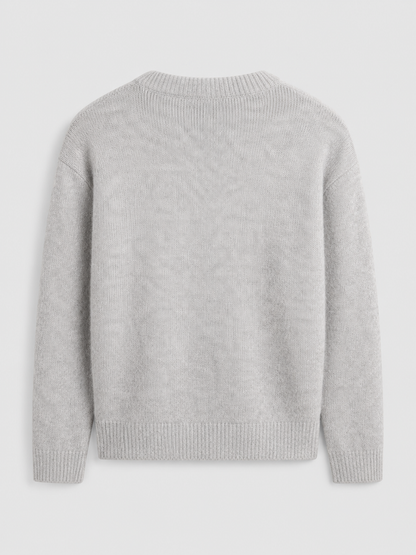 Nell Fuzzy Knit Crew Neck Sweater - styled view
